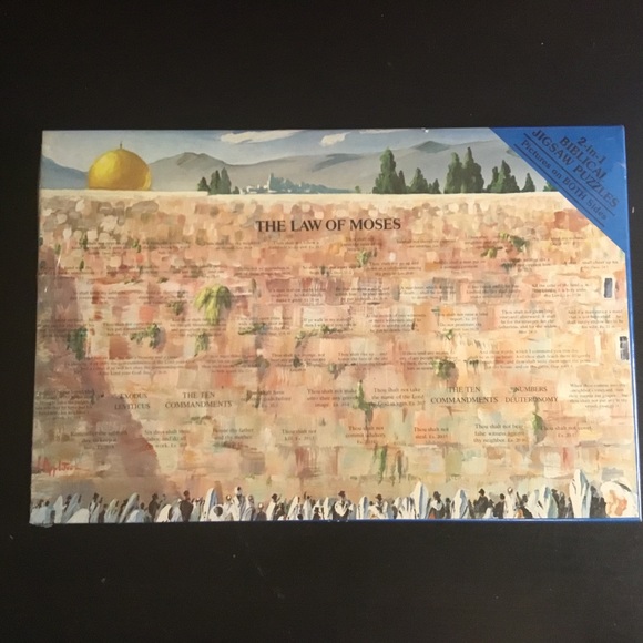 The Law of Moses: 2 in 1 Biblical Jigsaw Puzzles by Light Life Compay, Vntg 77, - Picture 1 of 9